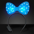 Light Up Blue Big Bow Headband - Blank